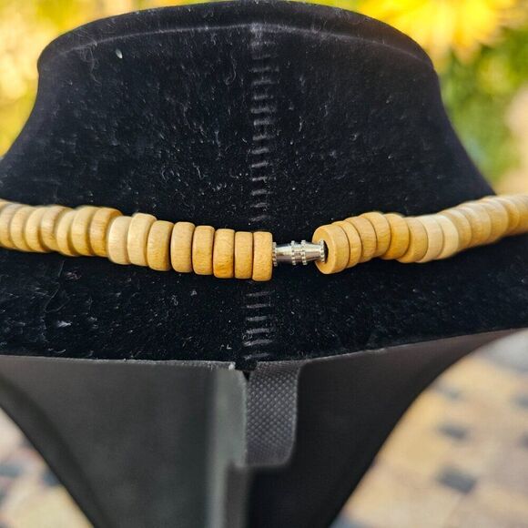 Vintage Handcrafted Boho Wooden Beaded Choket Necklace - Picture 3 of 3